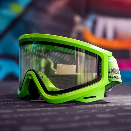 Left angle JT QLS Goggle Frame w Lens and Strap Lime Green replacement lens JT paintball goggle