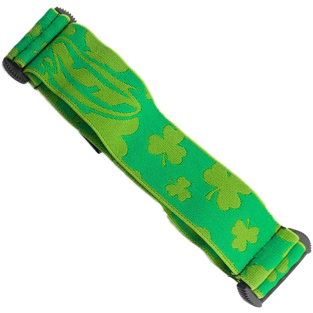 Green with shamrocks JT ProFlex Goggle Strap St. Patrick's Day on angle