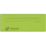 Eclipse Magnetic Tech Mat XL Green for paintball repairs with ruler, oring sizes, anti roll for barrels, roll up rubber on a white background.