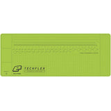 Eclipse Magnetic Tech Mat XL Green for paintball repairs with ruler, oring sizes, anti roll for barrels, roll up rubber on a white background.