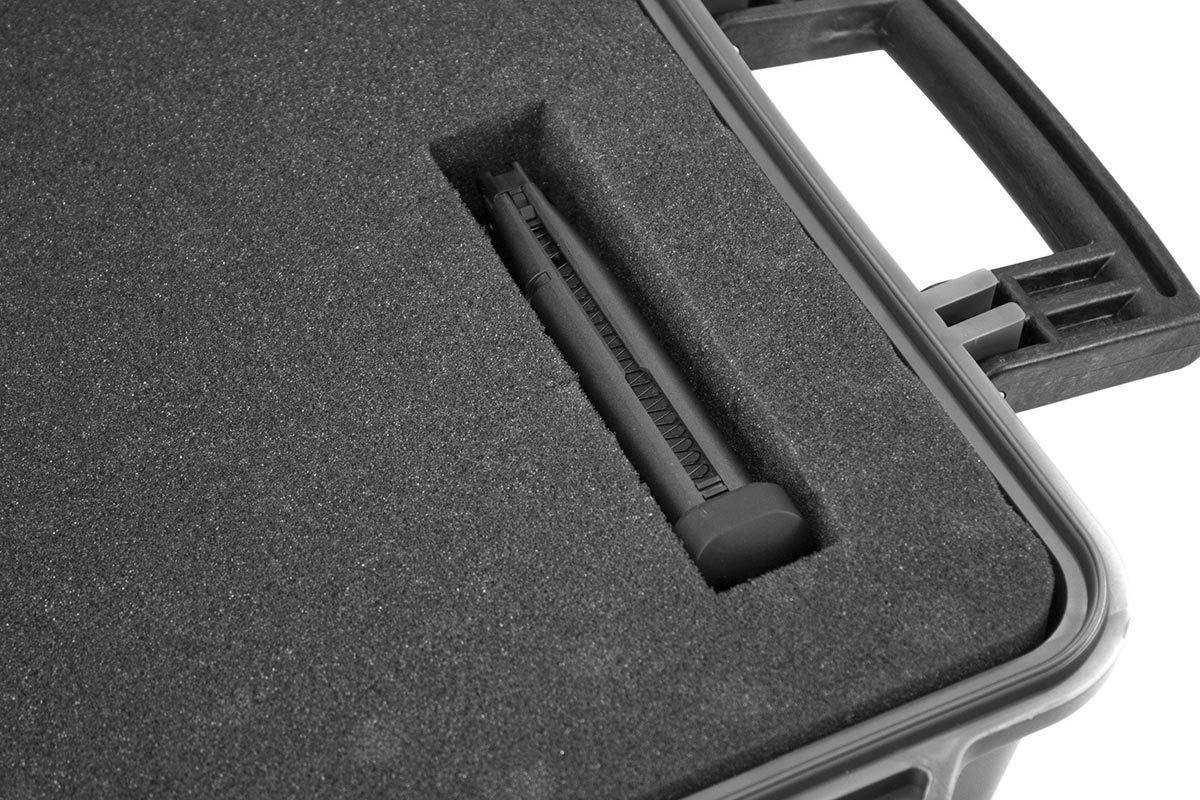 Nuprol Large Rifle Case with PNP Foam with example of pick and pull foam cut away