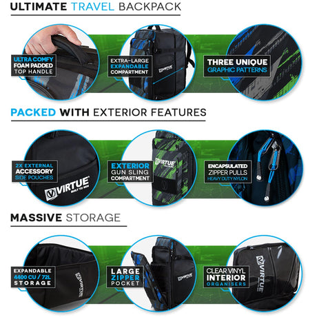Virtue Gambler Backpack and Gear Bag Graphic Black
