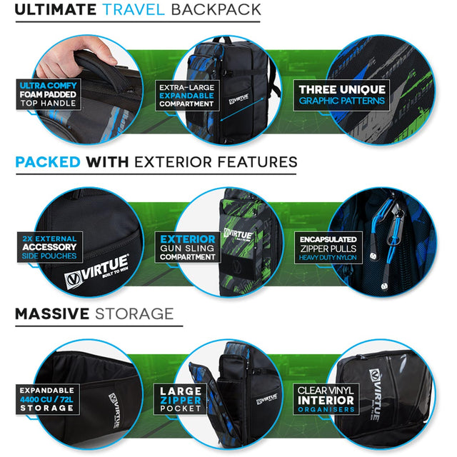 Virtue Gambler Backpack and Gear Bag Graphic Cyan