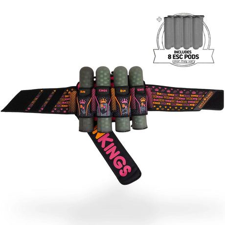 Unfolded Bunkerkings Fly2 Pack Pink Box Bunkings LTD Edition 4+7 with 8 ESC Pods with donut illustration.