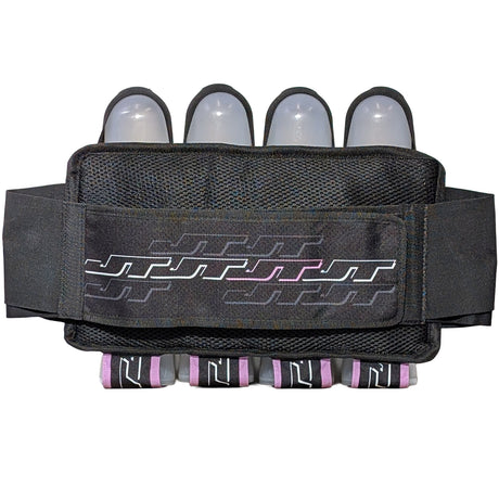 Back of JT Race 4 Pod Paintball Harness Birthstone paintball pod holder with four pods on a white background