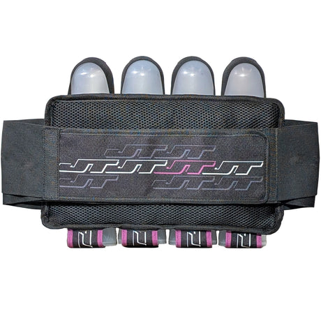 Back of JT Race 4 Pod Paintball Harness Birthstone paintball pod holder with four pods on a white background