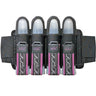 Dark pink JT Race 4 Pod Paintball Harness Birthstone paintball pod holder with four pods on a white background