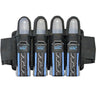 Light blue JT Race 4 Pod Paintball Harness Birthstone paintball pod holder with four pods on a white background