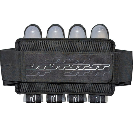 Back of JT Race 4 Pod Paintball Harness Birthstone paintball pod holder with four pods on a white background