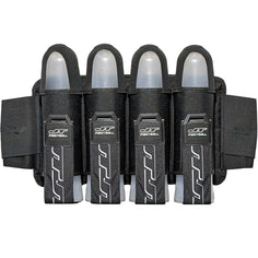 Black JT Race 4 Pod Paintball Harness Birthstone paintball pod holder with four pods on a white background