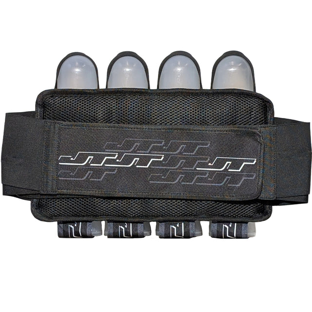 Back of JT Race 4 Pod Paintball Harness Birthstone paintball pod holder with four pods on a white background