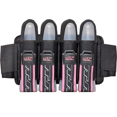 Light pink JT Race 4 Pod Paintball Harness Birthstone paintball pod holder with four pods on a white background