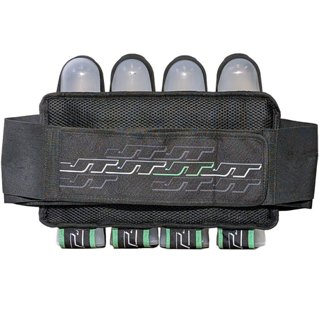 Back of JT Race 4 Pod Paintball Harness Birthstone paintball pod holder with four pods on a white background