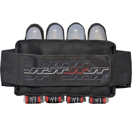 back of JT Race 4 Pod Paintball Harness Birthstone paintball pod holder with four pods on a white background