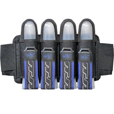 blue JT Race 4 Pod Paintball Harness Birthstone paintball pod holder with four pods on a white background