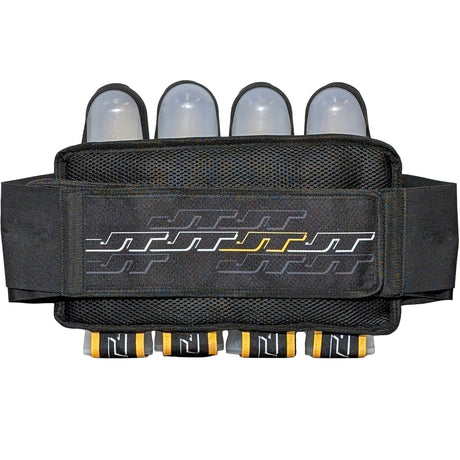 yellow JT Race 4 Pod Paintball Harness Birthstone Edition against a white background