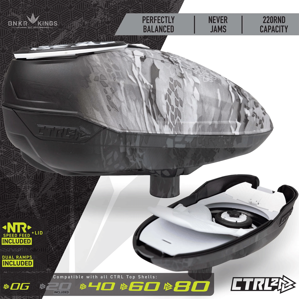 Bunkerkings CTRL2 Loader Ghost Highlander  black and white details graphic