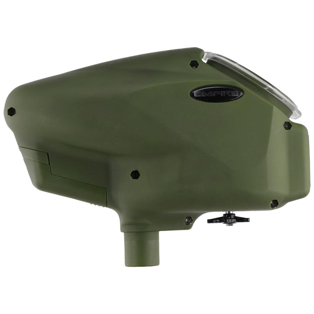 Green paintball gun hopper with Empire logo on a white background