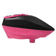 Pink and black paintball loader side view.