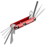 Red Dye Core Multi Tool open displaying assorted tools on a white background