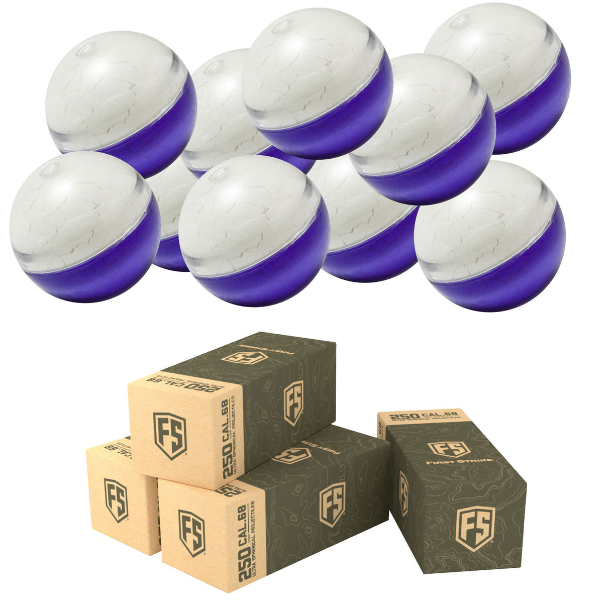 First Strike Ultra Spherical Projectiles USP 250 Count Purple Clear Shell White Powder Fill