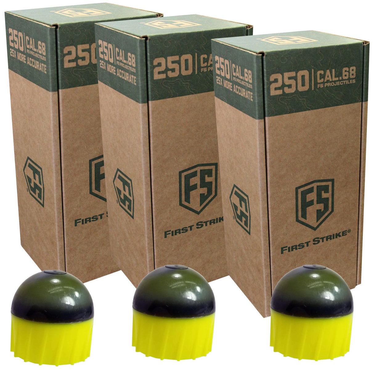 First Strike Rounds 250 Count Yellow Smoke Shell Yellow Fill - 3 BOXES FOR PRICE OF 2 (750 rounds total)