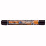 A Core Defense .50 Cal. inert powder round tube with black caps and an orange and black label, shown against a plain white background.