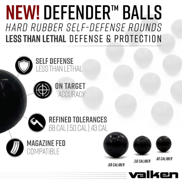 Valken Defender .43 Caliber Hard Rubber Balls 25 Pack