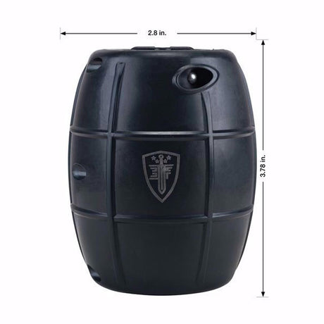 Elite Force Hailstorm GBB Airsoft Grenade Black with dimensions on a white background