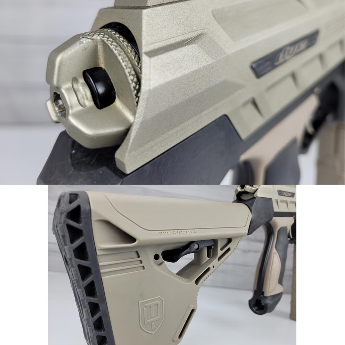 Dye DAM Paintball Marker Tan w 3 Mags USED 450psi tank needed