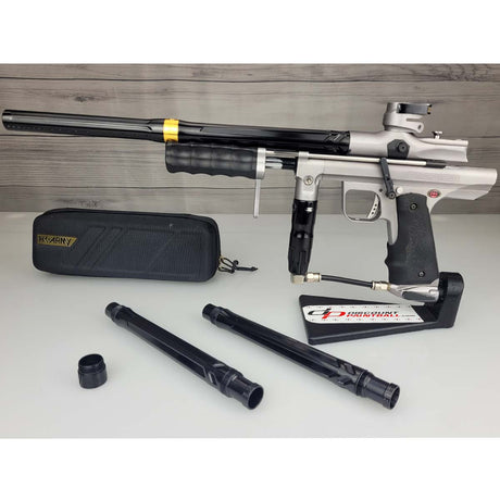 USED Empire Sniper Pump Grey Paintball marker with accessories on a white surface