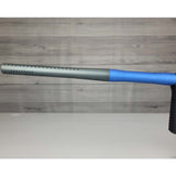 Left side barrel USED Planet Eclipse 180R Paintball Marker Grey Blue on a panel background