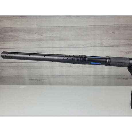 Left side barrel USED Planet Eclipse CS3 Midnight Black on a woodgrain background