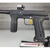USED Planet Eclipse Etha 3M Paintball Marker Black w Upgraded Trigger close view of left side of body
