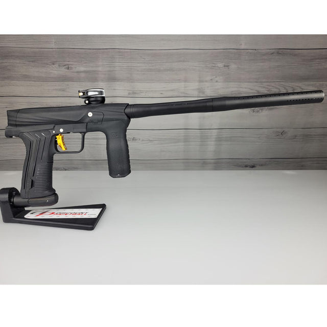 USED Planet Eclipse Etha 3M Paintball Marker Black w Upgraded Trigger right side on a dark background