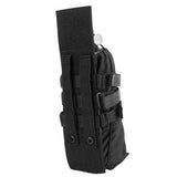 Back of Black Air Raid Universal Tank Pouch for paintball and airsoft molle on a white background.