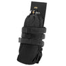 Front of Black Air Raid Universal Tank Pouch for paintball and airsoft molle on a white background.