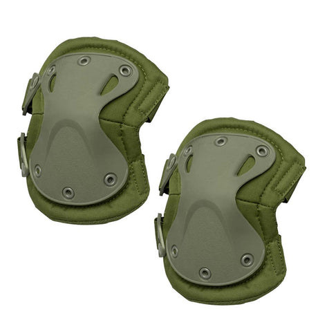 Olive green Air Raid X Knee Pads on a black background