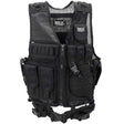 Front of black BSX Crossdraw Vest for airsoft and paintball, shown on a white background