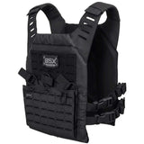 Front angle of black BSX Plate Carrier LC  for airsoft and paintball on a white background