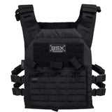 Front of black BSX Plate Carrier LC  for airsoft and paintball on a white background