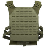 Back of olive green BSX Plate Carrier LC  for airsoft and paintball on a white background