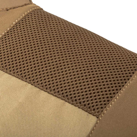 Breathable mesh detail of tan BSX Plate Carrier LC  for airsoft and paintball on a white background