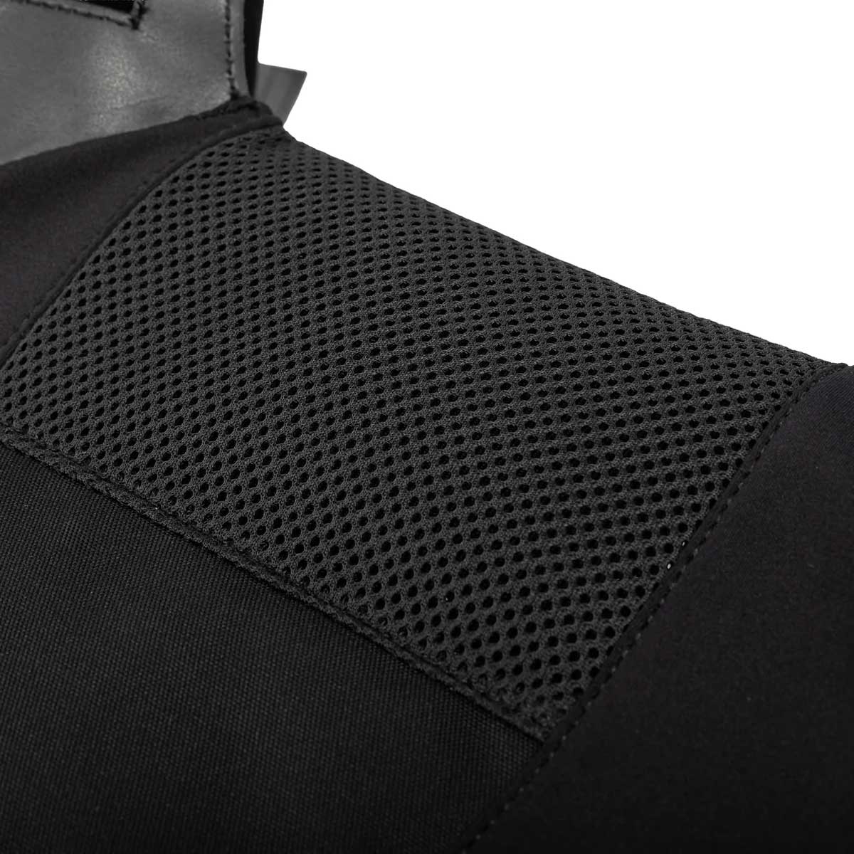 ventilation of black HK Army BSX Skull Plate Carrier for molle attachments for airsoft and paintball, shown on a white background