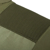 Breathable mesh close up of olive green HK Army BSX Skull Plate Carrier for molle attachments for airsoft and paintball, shown on a white background
