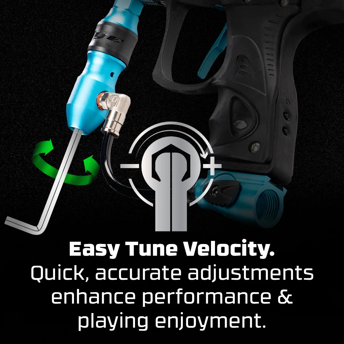 Dye Rize CZR+ Paintball Marker Velocity adjustment graphic