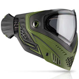 Right side view of the green and black Dye I5 Paintball Goggle Mask Tactical Olive on a white background.