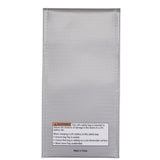 Back of Gray pouch for Lipo charging, storage, and transport on a white background