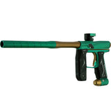 Front left side angle of an Empire Axe 2.0 Teal Bronze Paintball gun Empire branding on a white background