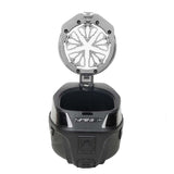 Grey Pewter HK Army Evo Pro Metal Speed Feed for Virtue and Bunkerkings paintball loader hopper on an open Spire loader.